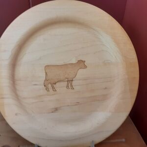 Wooden Cow Plate